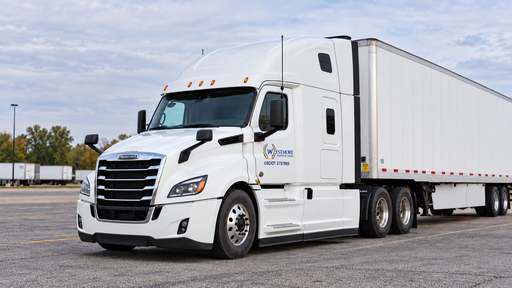 Brand illustration of a modern American Westmore Transportation truck